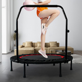 Foldable Fitness Trampoline with Adjustable Handlebar – Home Exercise Rebounder for Cardio & Strength Training